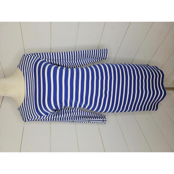 Talbots medium blue & white stripe midi dress. - Picture 2 of 6